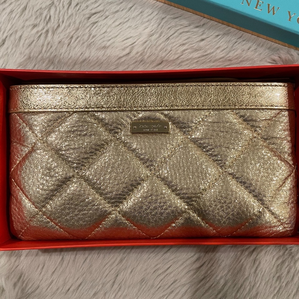 Kate Spade Gold Metallic Quilted Leather Wristlet